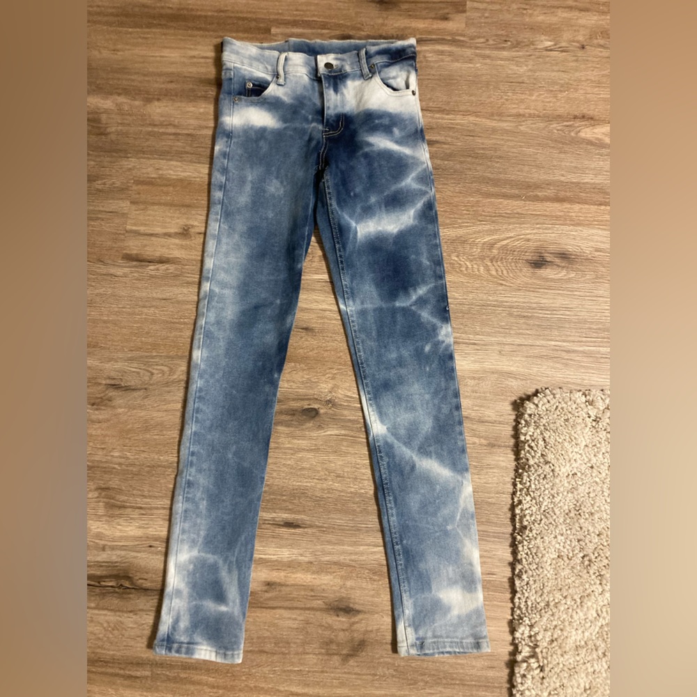 Cheap Monday Bonjour Flame Tie Dye Blue Denim Jeans NWT - Picture 5 of 16